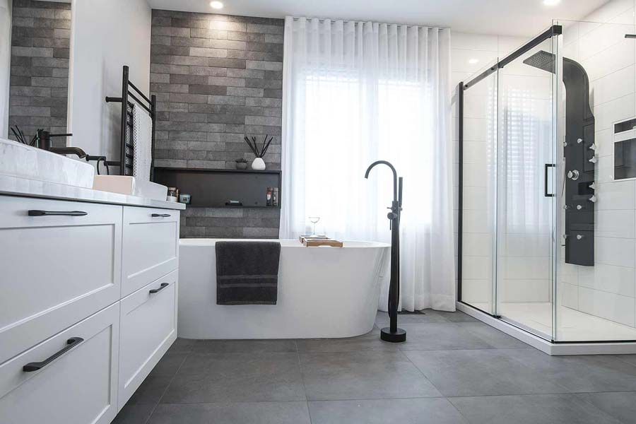 design salle de bain gris et blanc