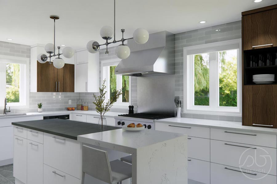 Cuisine moderne blanche et bois