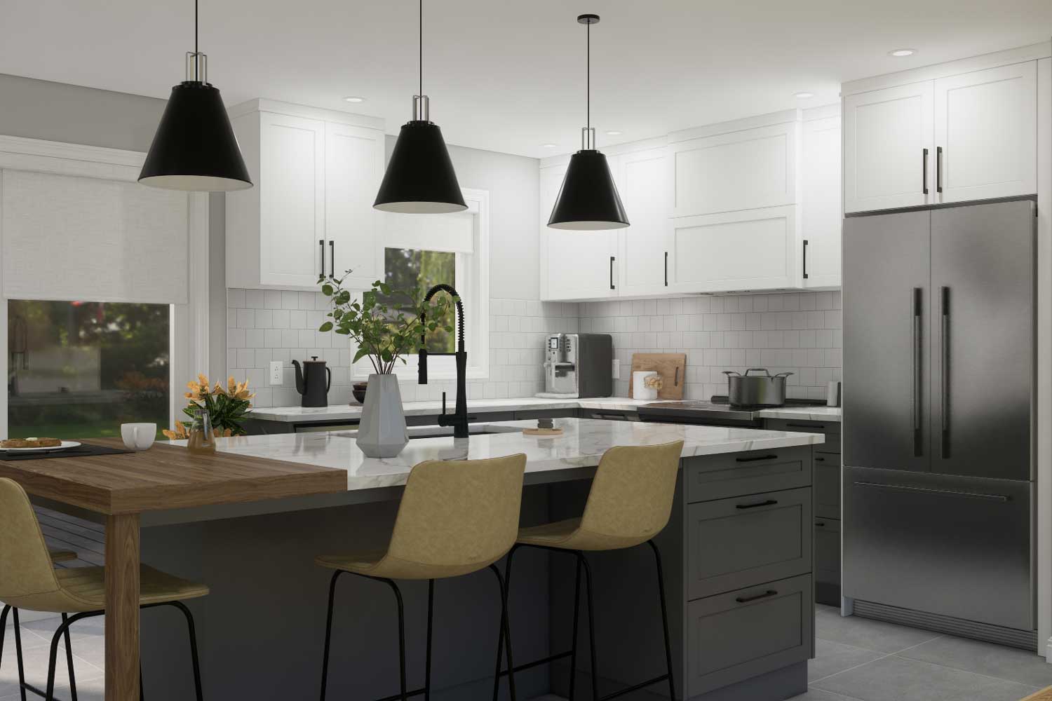 design de cuisine blanche et grise